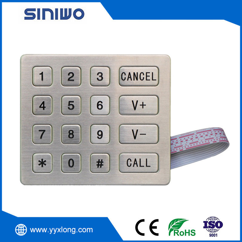 Metal Dustproof Stainless Steel Industrial Keypad